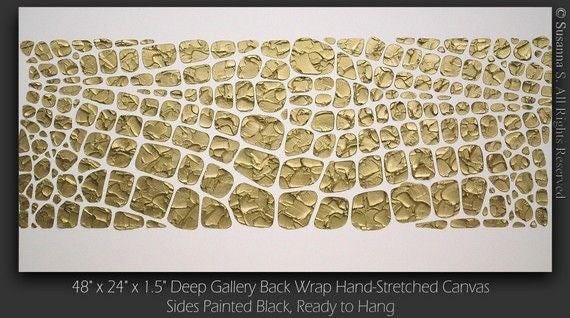 Original white and gold Textured Large Abstract Art MADE2ORDER Mosaic Painting (48”x24”)