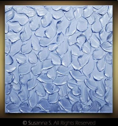 Periwinkle Blue Abstract Minimalist ORIGINAL Metallic Textured Painting palette knife Impasto, Abstract Wall Art -MADE2ORDER-Mix & match