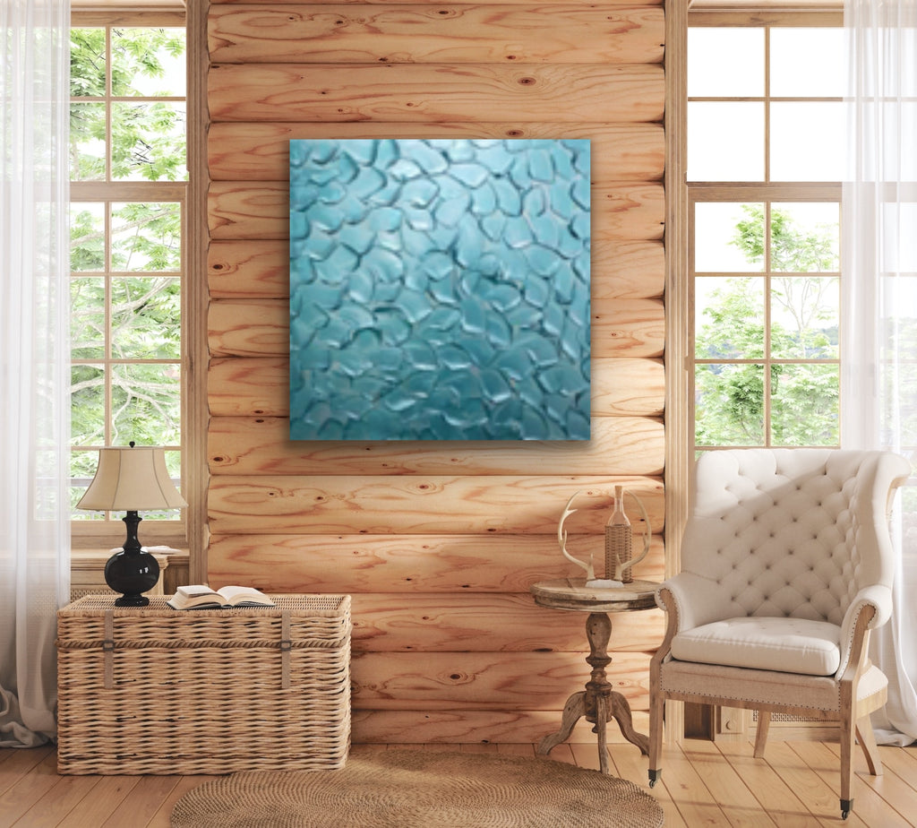 Turquoise Abstract Minimalist ORIGINAL Metallic Textured Painting palette knife Impasto, Abstract Wall Art -MADE2ORDER-Mix & match