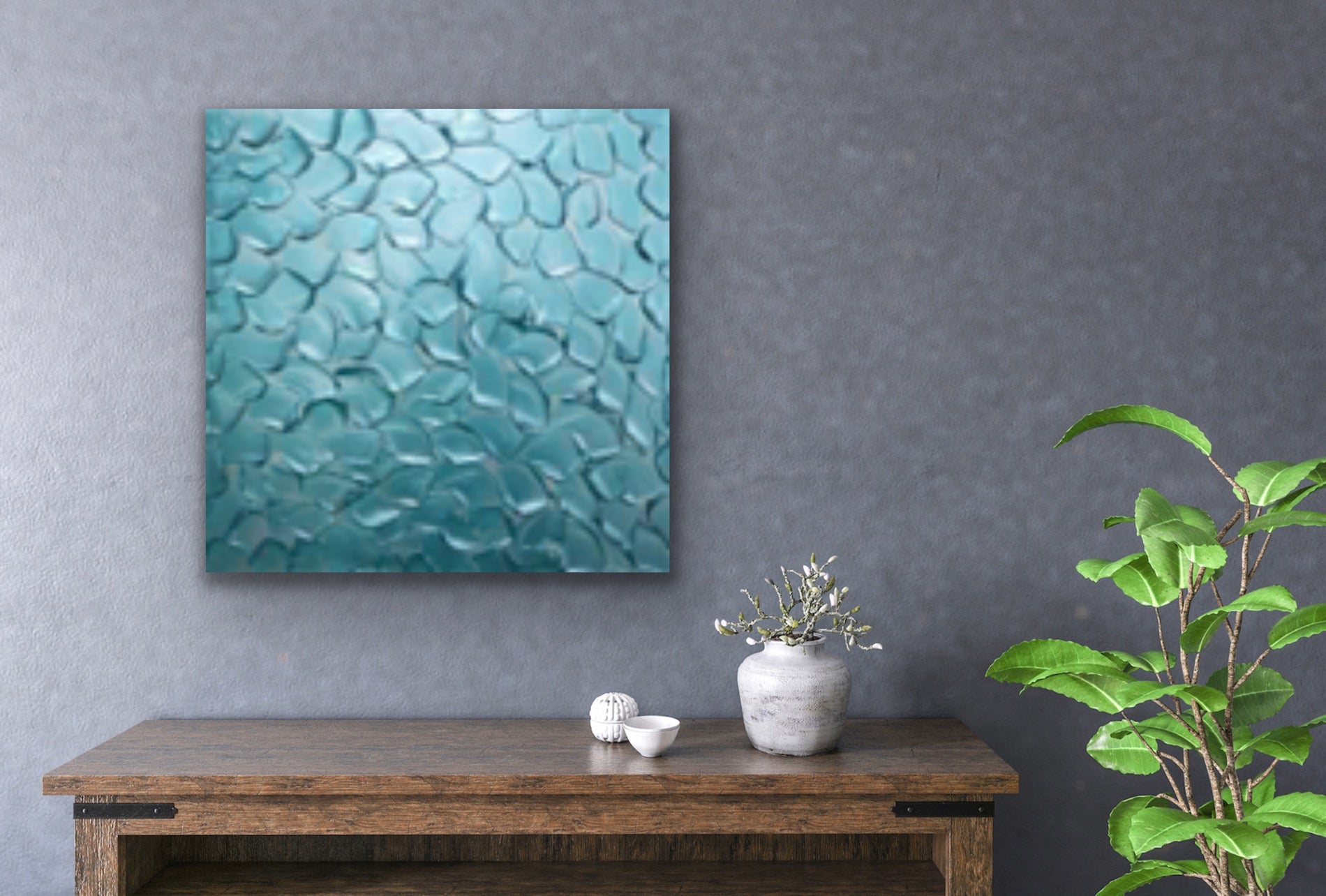 Turquoise Abstract Minimalist ORIGINAL Metallic Textured Painting palette knife Impasto, Abstract Wall Art -MADE2ORDER-Mix & match