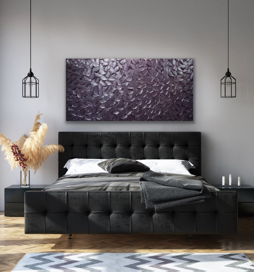 Lilac Smoky purple Abstract Minimalist ORIGINAL Metallic Textured Painting palette knife Impasto, Abstract Wall Art -MADE2ORDER-Mix & match