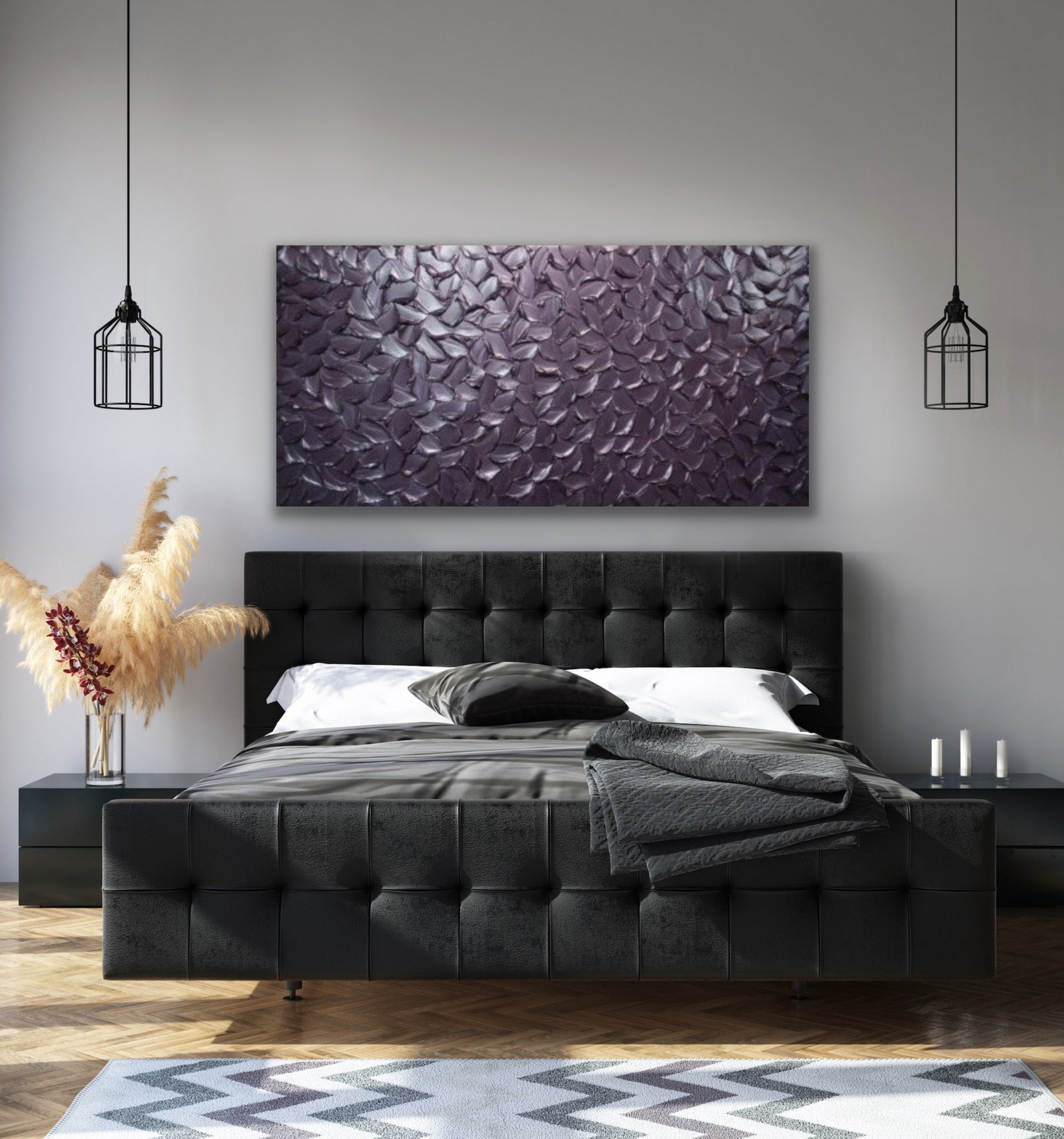 Lilac Smoky purple Abstract Minimalist ORIGINAL Metallic Textured Painting palette knife Impasto, Abstract Wall Art -MADE2ORDER-Mix & match