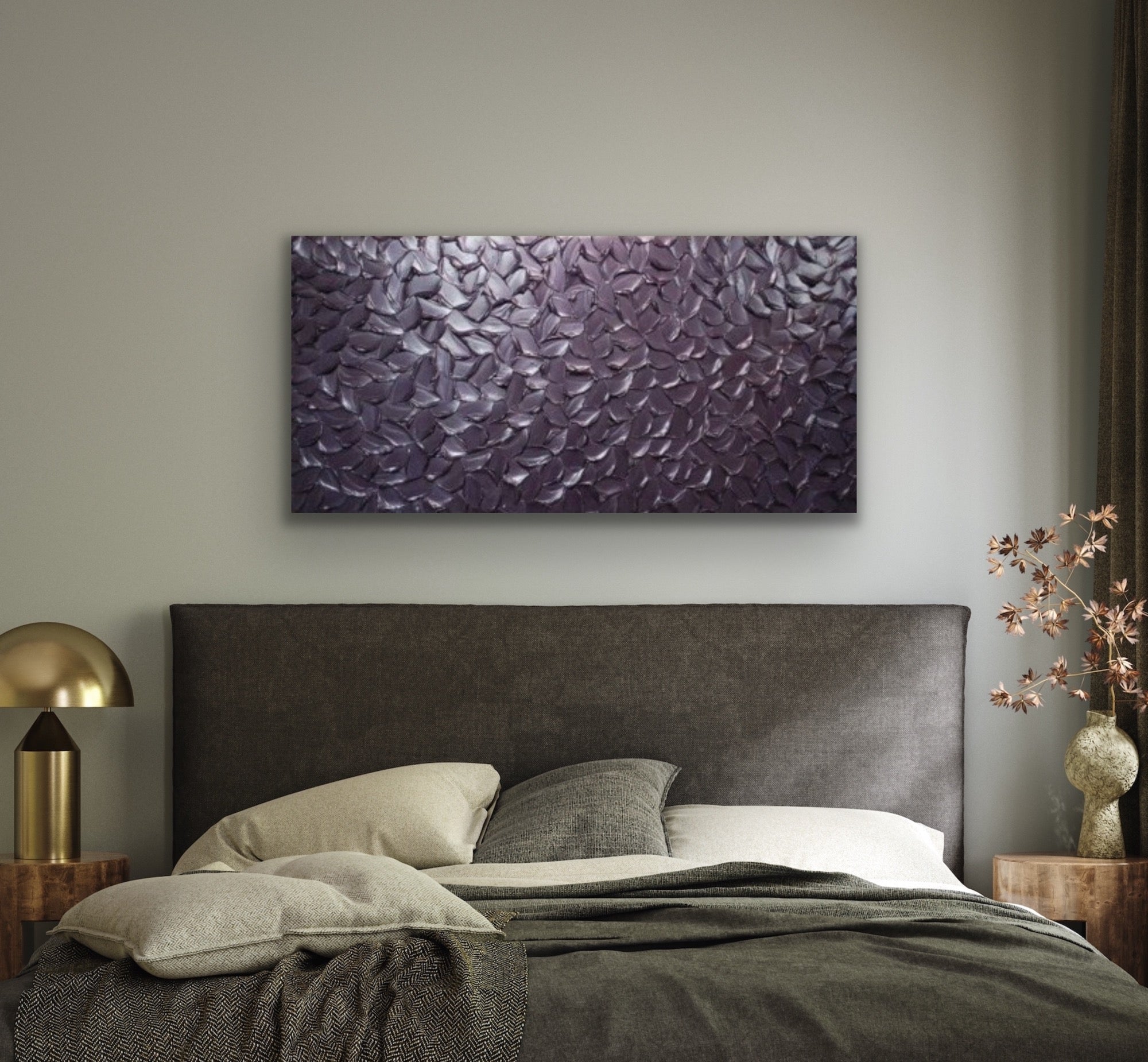 Lilac Smoky purple Abstract Minimalist ORIGINAL Metallic Textured Painting palette knife Impasto, Abstract Wall Art -MADE2ORDER-Mix & match
