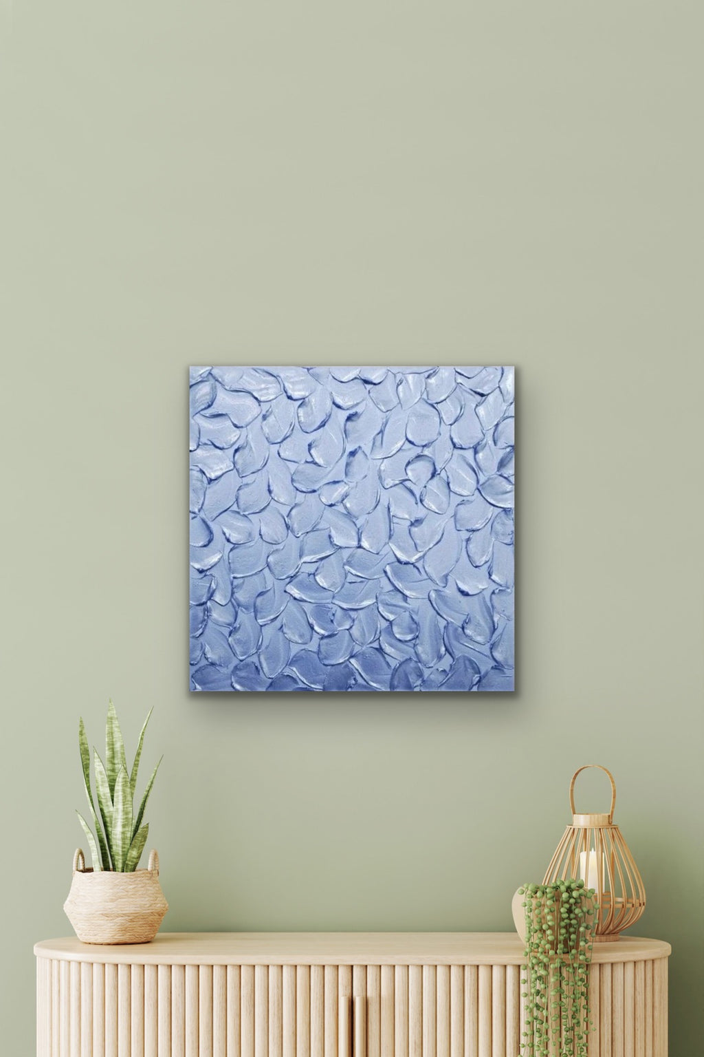 Periwinkle Baby Blue Abstract Minimalist ORIGINAL Metallic Textured Painting palette knife Impasto, Abstract Wall Art -MADE2ORDER-Mix & match