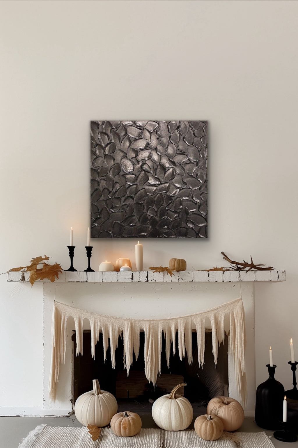 Black Pearl Abstract Minimalist ORIGINAL Textured Painting palette knife Impasto, Abstract Wall Art -MADE2ORDER-Mix & match