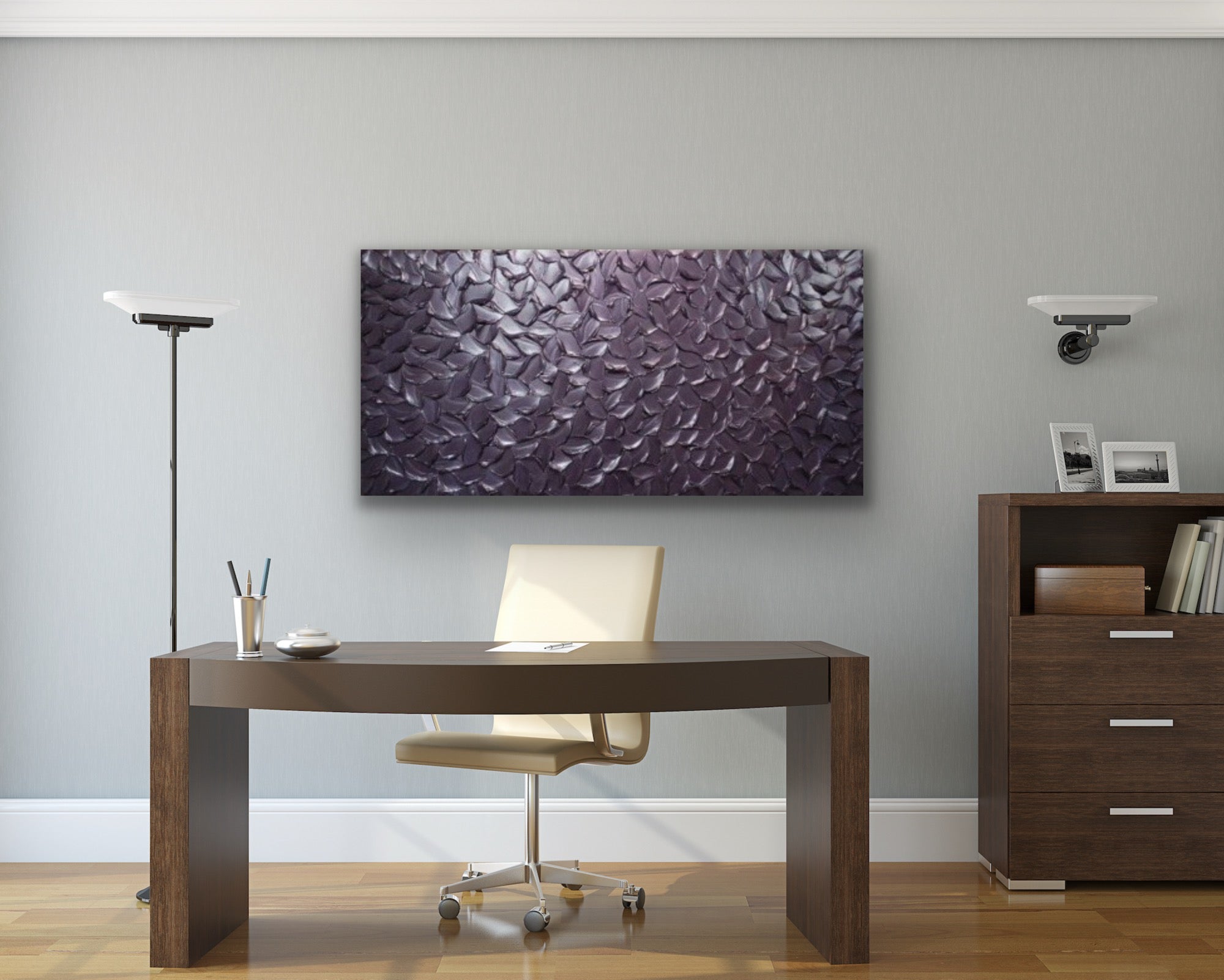 Lilac Smoky purple Abstract Minimalist ORIGINAL Metallic Textured Painting palette knife Impasto, Abstract Wall Art -MADE2ORDER-Mix & match