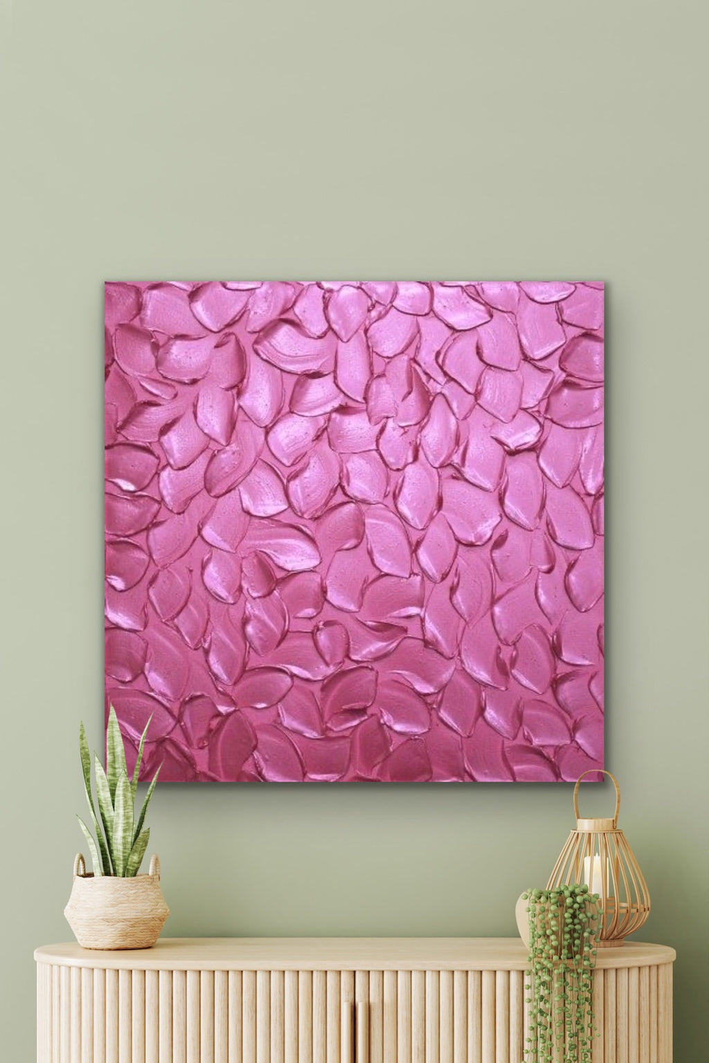 Hot Pink Abstract Minimalist ORIGINAL Metallic Textured Painting palette knife Impasto, Abstract Wall Art -MADE2ORDER-Mix & match