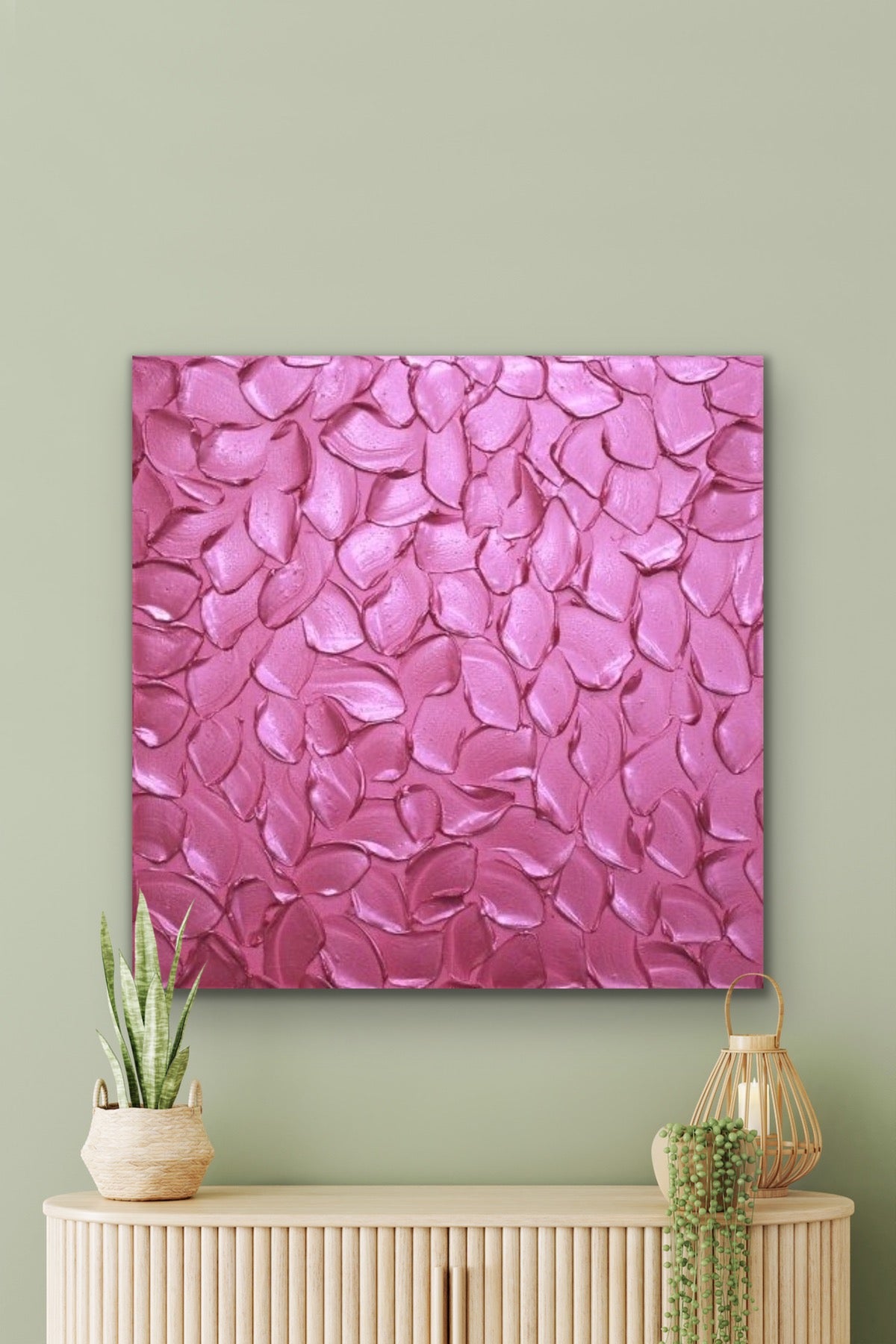 Hot Pink Abstract Minimalist ORIGINAL Metallic Textured Painting palette knife Impasto, Abstract Wall Art -MADE2ORDER-Mix & match
