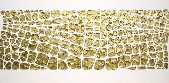 Original white and gold Textured Large Abstract Art MADE2ORDER Mosaic Painting (48”x24”)