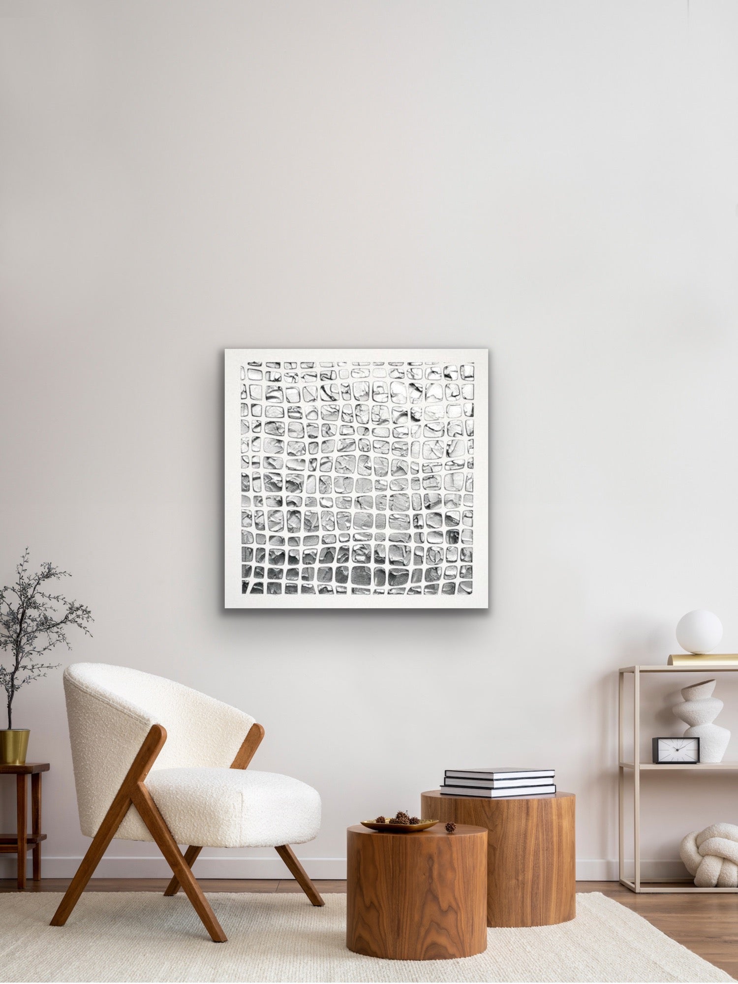 White and Silver Abstract Minimalist ORIGINAL Textured Painting palette knife Impasto, Abstract Wall Art -MADE2ORDER