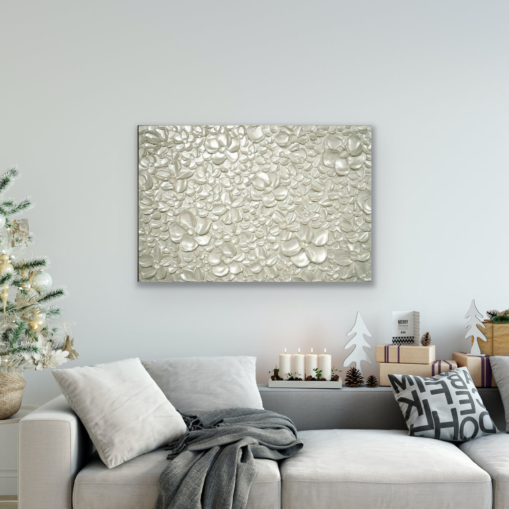 White pearl Blossoms Flowers Abstract Minimalist ORIGINAL Textured Painting palette knife Impasto, Abstract Wall Art -MADE2ORDER