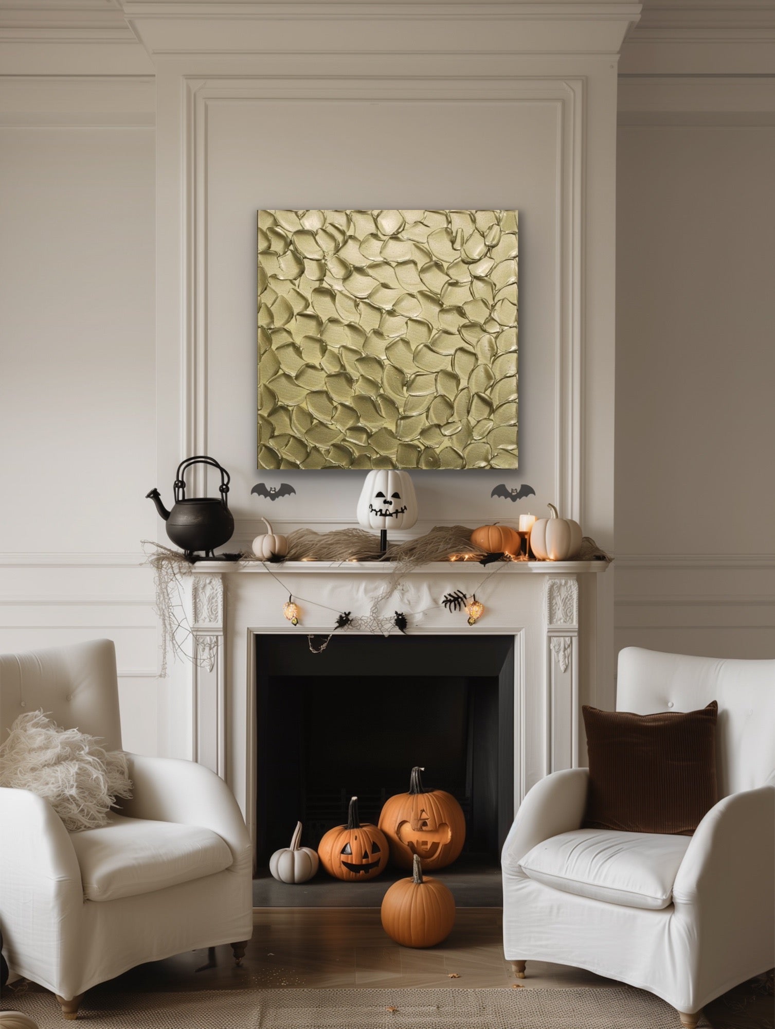 Pale Gold Abstract Minimalist ORIGINAL Metallic Textured Painting palette knife Impasto, Abstract Wall Art -MADE2ORDER-Mix & match