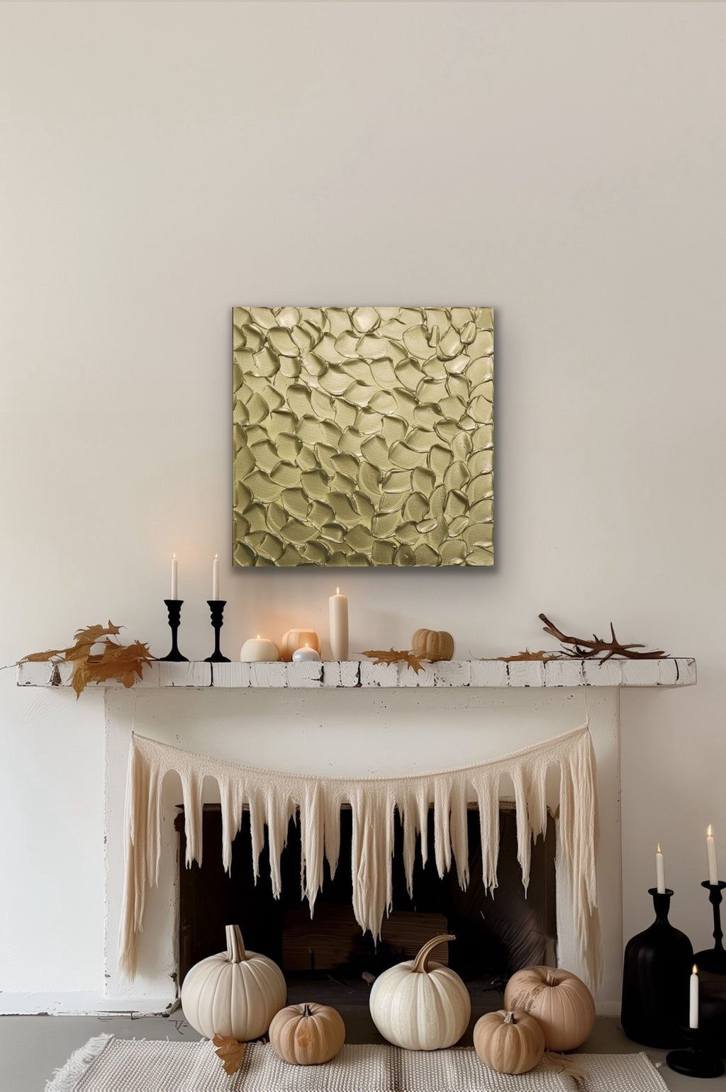 Pale Gold Abstract Minimalist ORIGINAL Metallic Textured Painting palette knife Impasto, Abstract Wall Art -MADE2ORDER-Mix & match