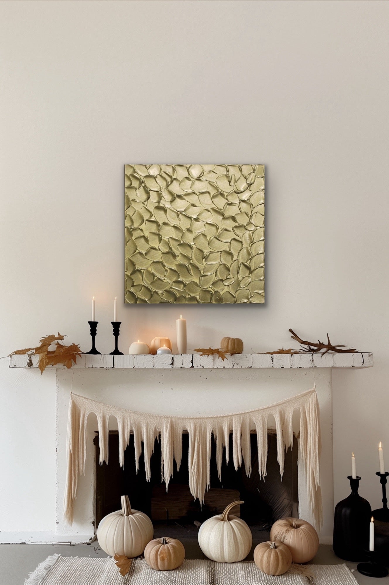 Pale Gold Abstract Minimalist ORIGINAL Metallic Textured Painting palette knife Impasto, Abstract Wall Art -MADE2ORDER-Mix & match