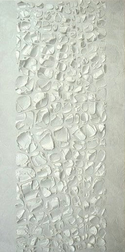 Original painting, Metallic White Pearl, Textured Large Abstract Art MADE2ORDER Mosaic Painting (48”x24”)