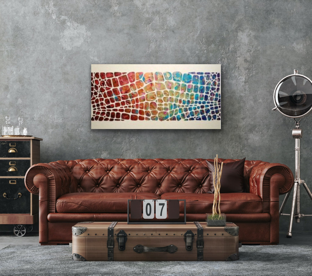 “Stained Glass” Colorful Abstract Original Palette knife Impasto Textured Large Wall Art MADE2ORDER Geometric Mosaic Painting Black and MultiColor