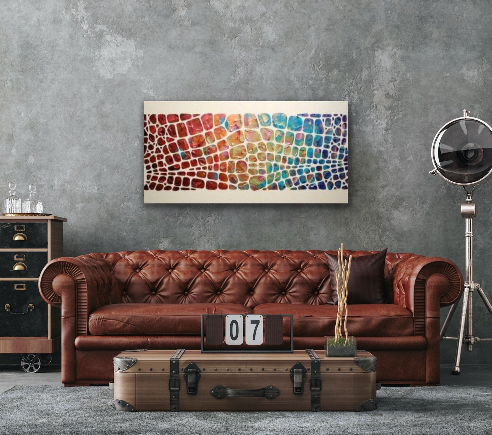 “Stained Glass” Colorful Abstract Original Palette knife Impasto Textured Large Wall Art MADE2ORDER Geometric Mosaic Painting Black and MultiColor