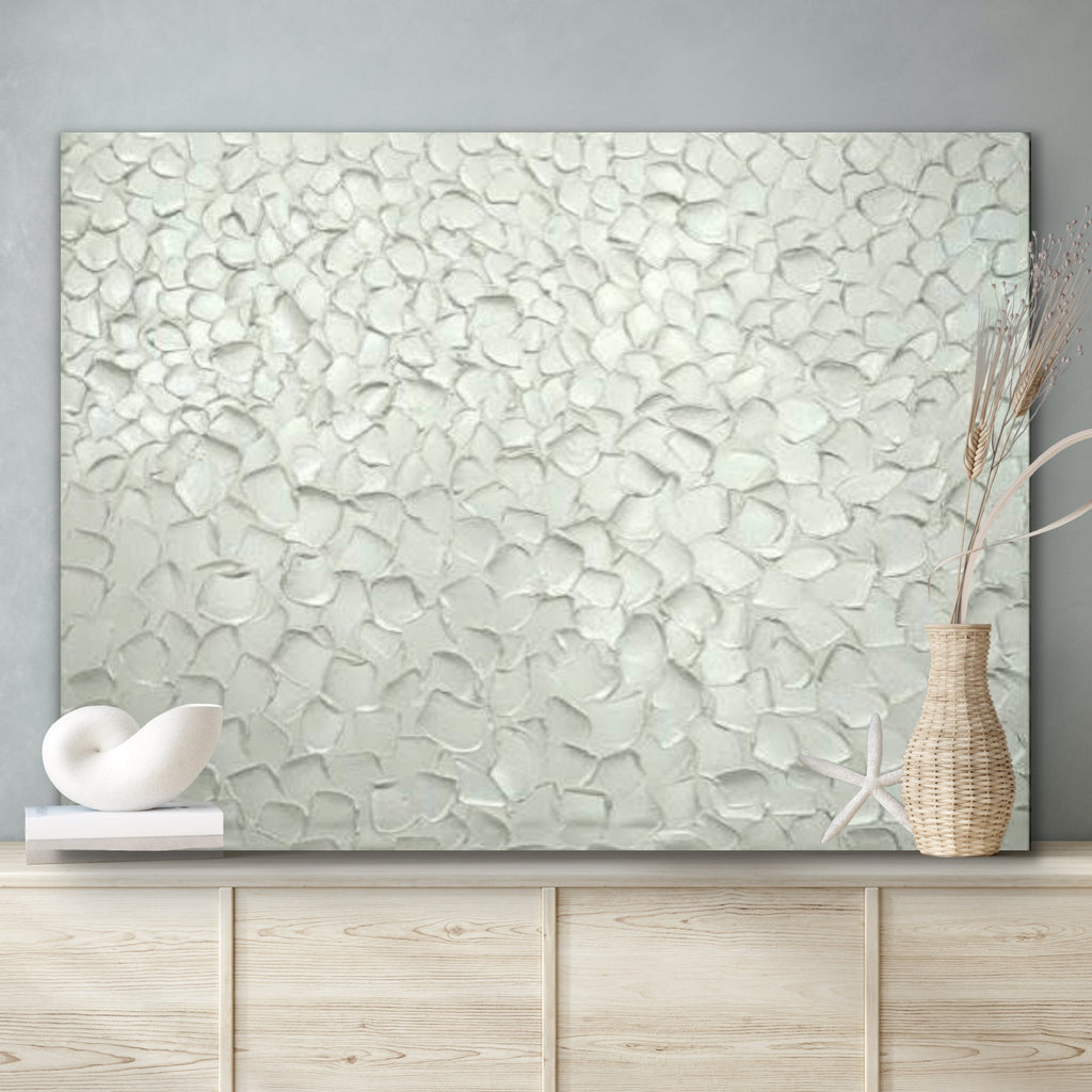 White pearl Abstract Minimalist ORIGINAL Textured Painting palette knife Impasto, Abstract Wall Art -MADE2ORDER