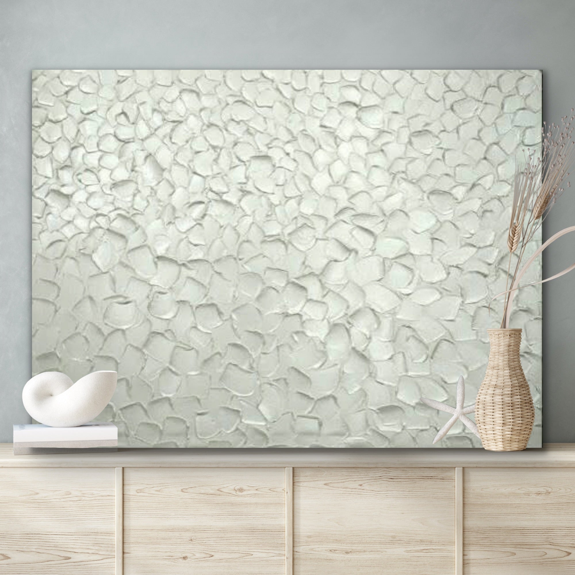White pearl Abstract Minimalist ORIGINAL Textured Painting palette knife Impasto, Abstract Wall Art -MADE2ORDER