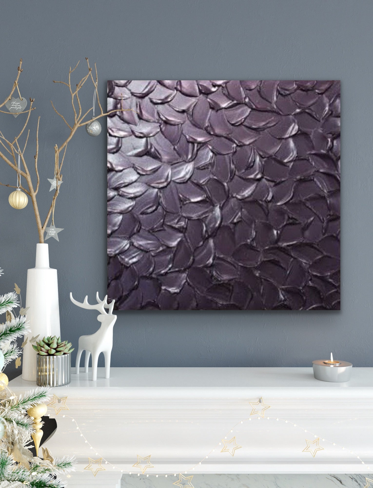 Lilac Smoky purple Abstract Minimalist ORIGINAL Metallic Textured Painting palette knife Impasto, Abstract Wall Art -MADE2ORDER-Mix & match