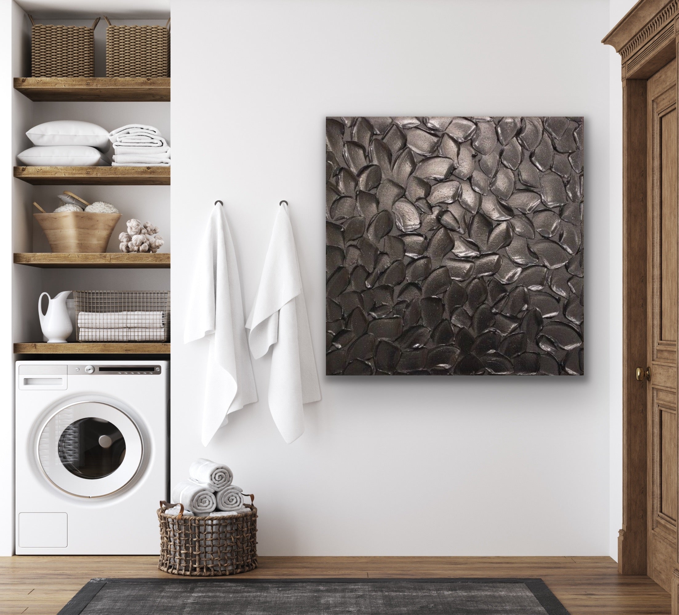 Black Pearl Abstract Minimalist ORIGINAL Textured Painting palette knife Impasto, Abstract Wall Art -MADE2ORDER-Mix & match
