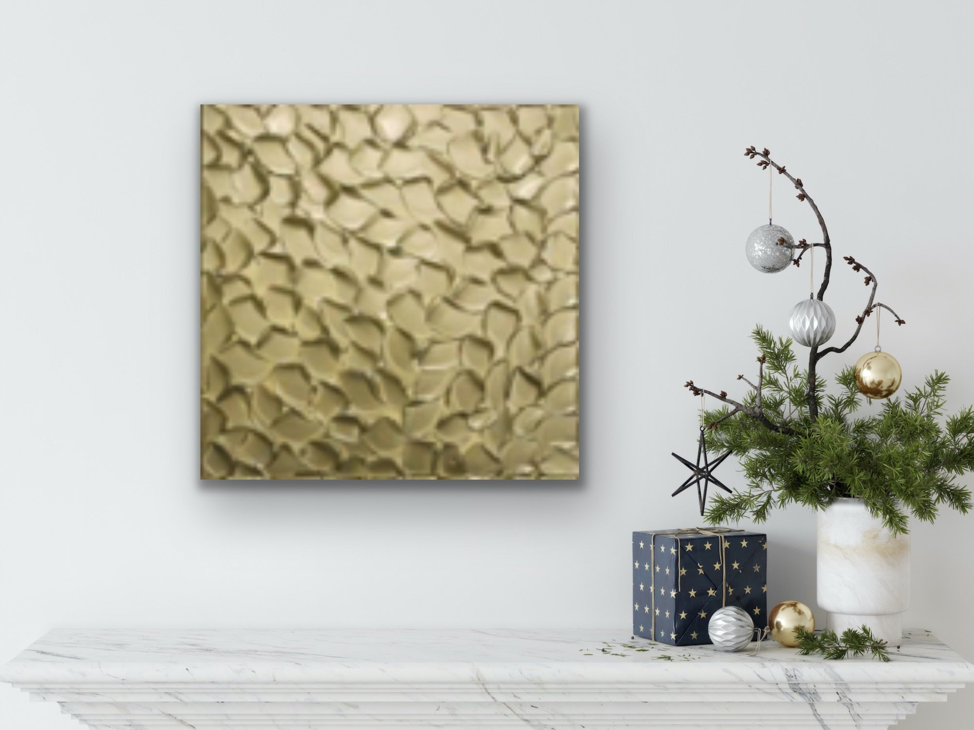 Pale Gold Abstract Minimalist ORIGINAL Metallic Textured Painting palette knife Impasto, Abstract Wall Art -MADE2ORDER-Mix & match