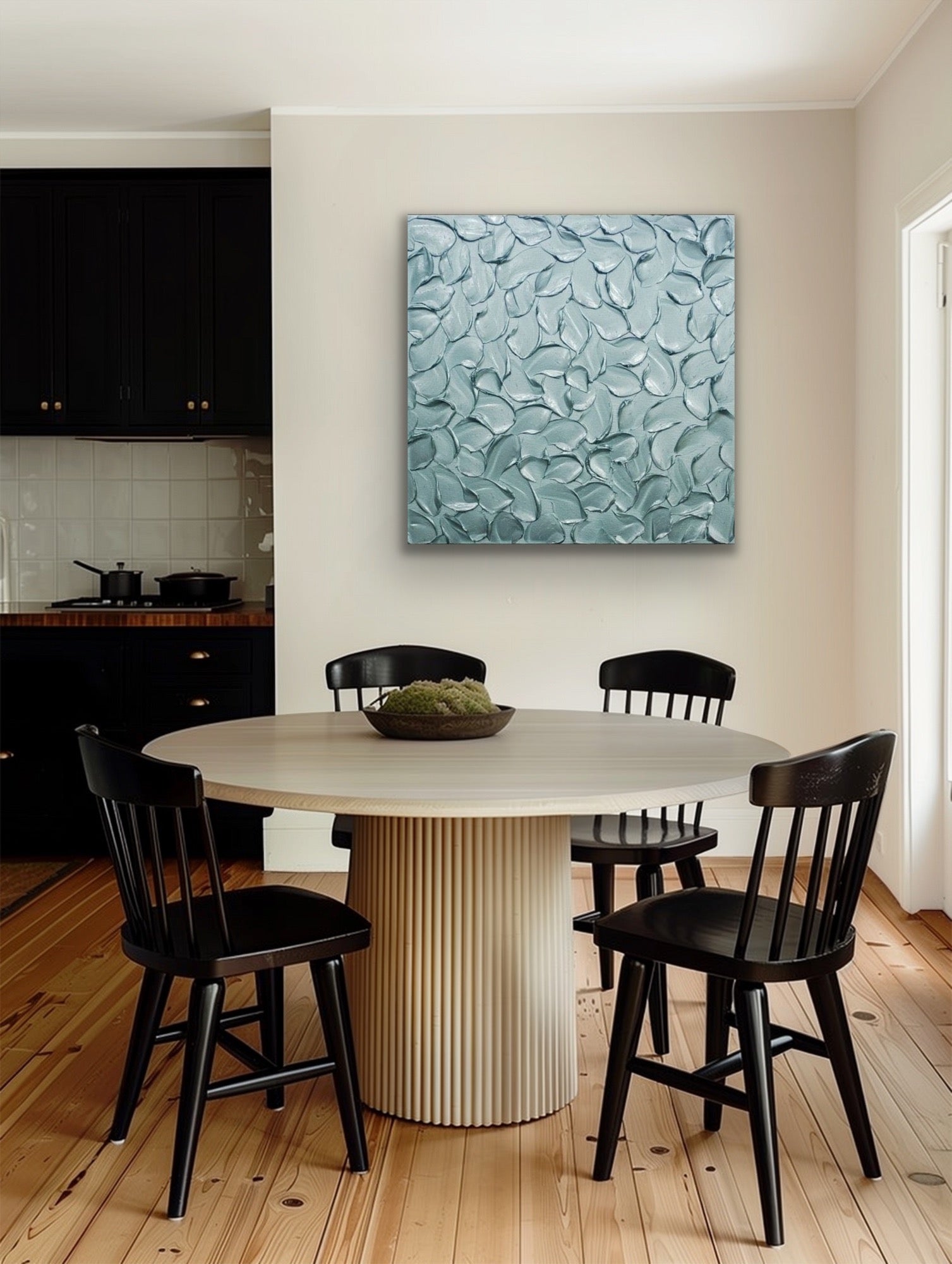 Teal blue ORIGINAL Textured Painting Abstract Minimalist Metallic palette knife Impasto, Abstract Wall Art -MADE2ORDER-Mix & match