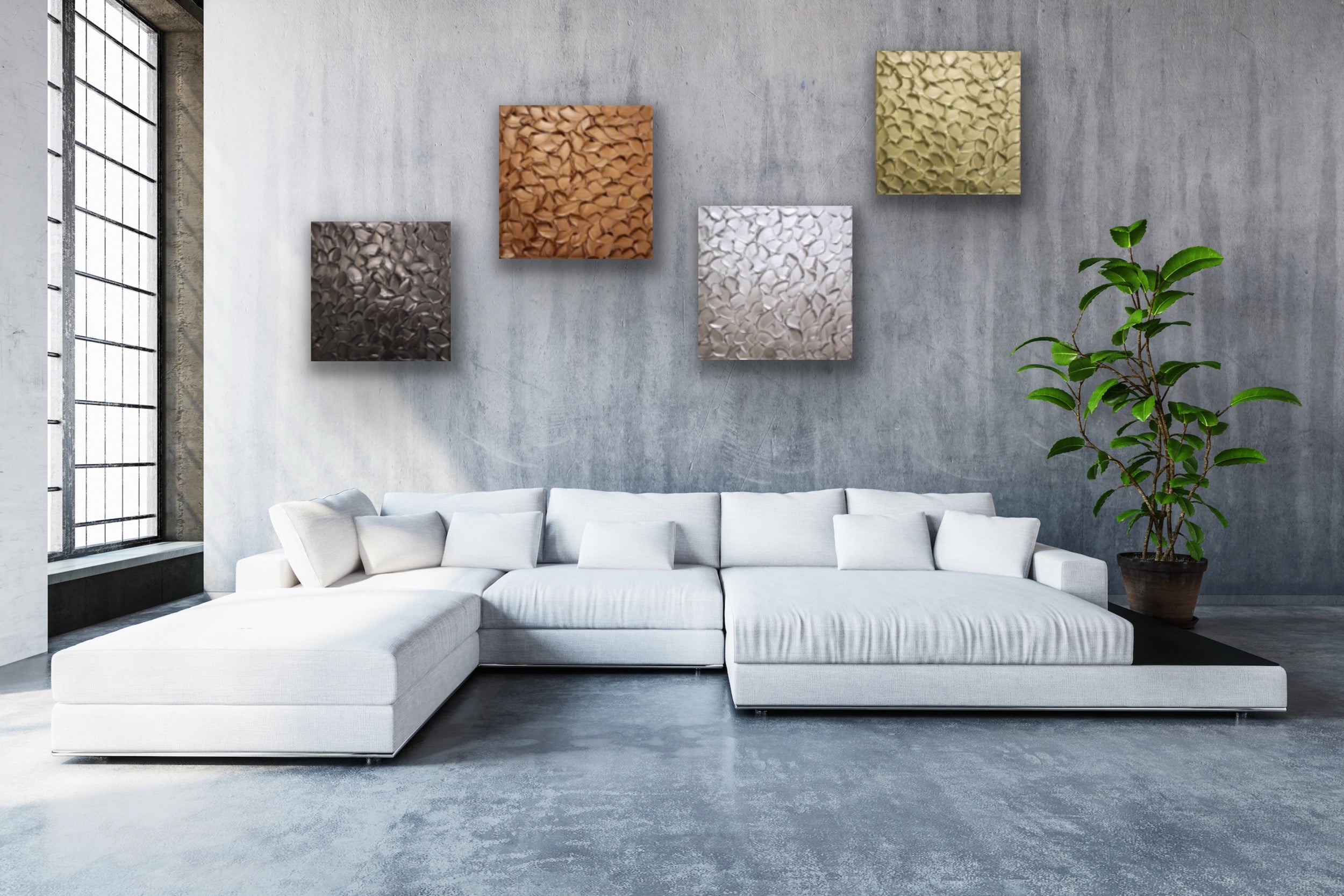 Pale Gold Abstract Minimalist ORIGINAL Metallic Textured Painting palette knife Impasto, Abstract Wall Art -MADE2ORDER-Mix & match