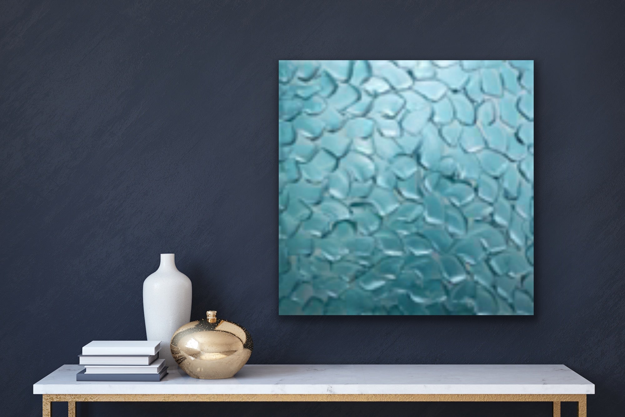 Turquoise Abstract Minimalist ORIGINAL Metallic Textured Painting palette knife Impasto, Abstract Wall Art -MADE2ORDER-Mix & match