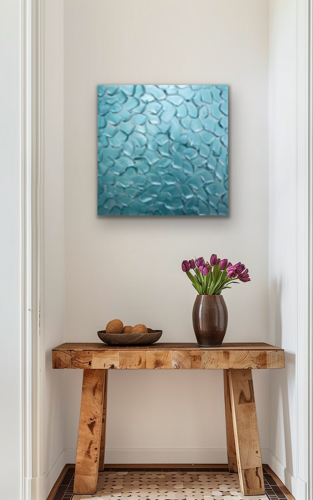 Turquoise Abstract Minimalist ORIGINAL Metallic Textured Painting palette knife Impasto, Abstract Wall Art -MADE2ORDER-Mix & match