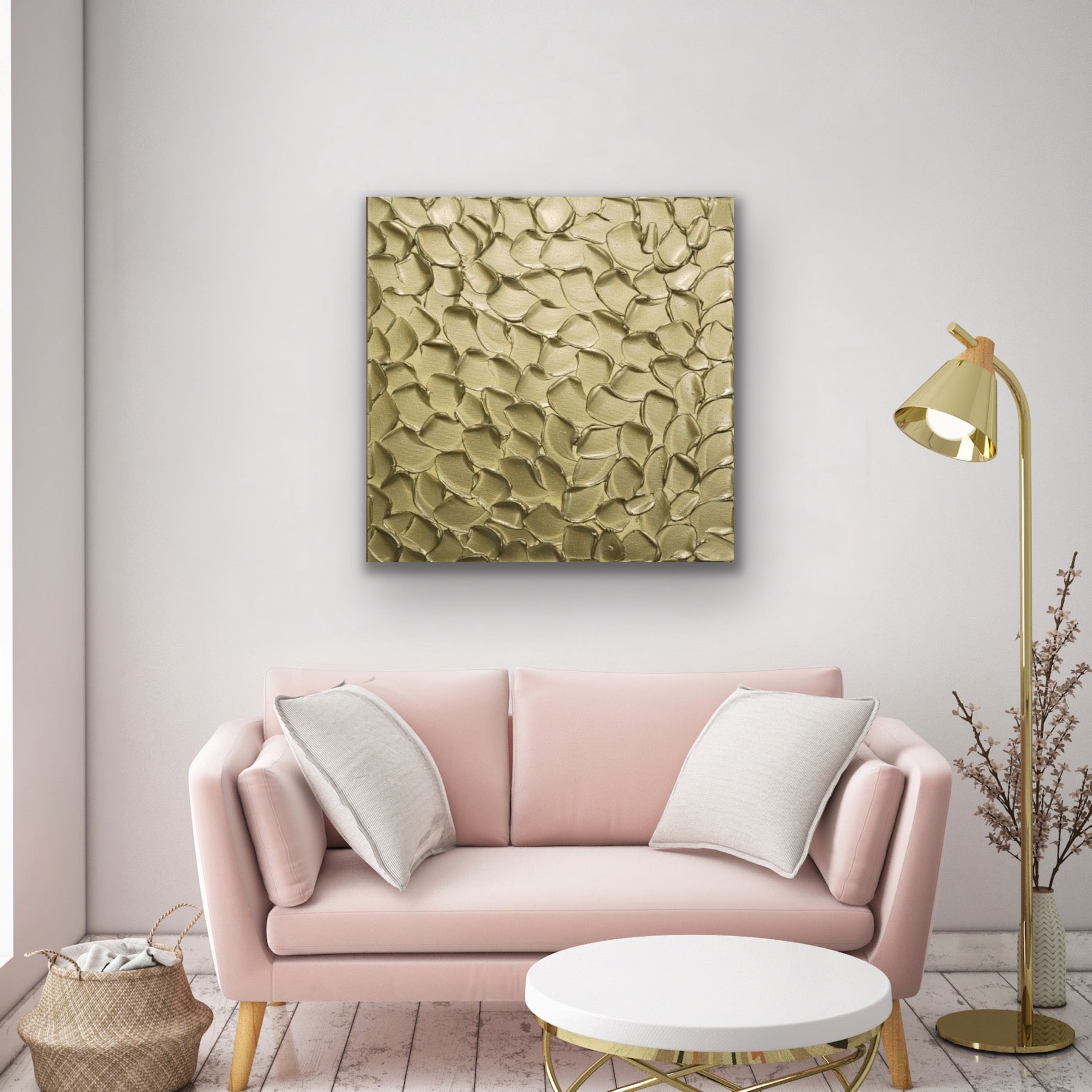 Pale Gold Abstract Minimalist ORIGINAL Metallic Textured Painting palette knife Impasto, Abstract Wall Art -MADE2ORDER-Mix & match