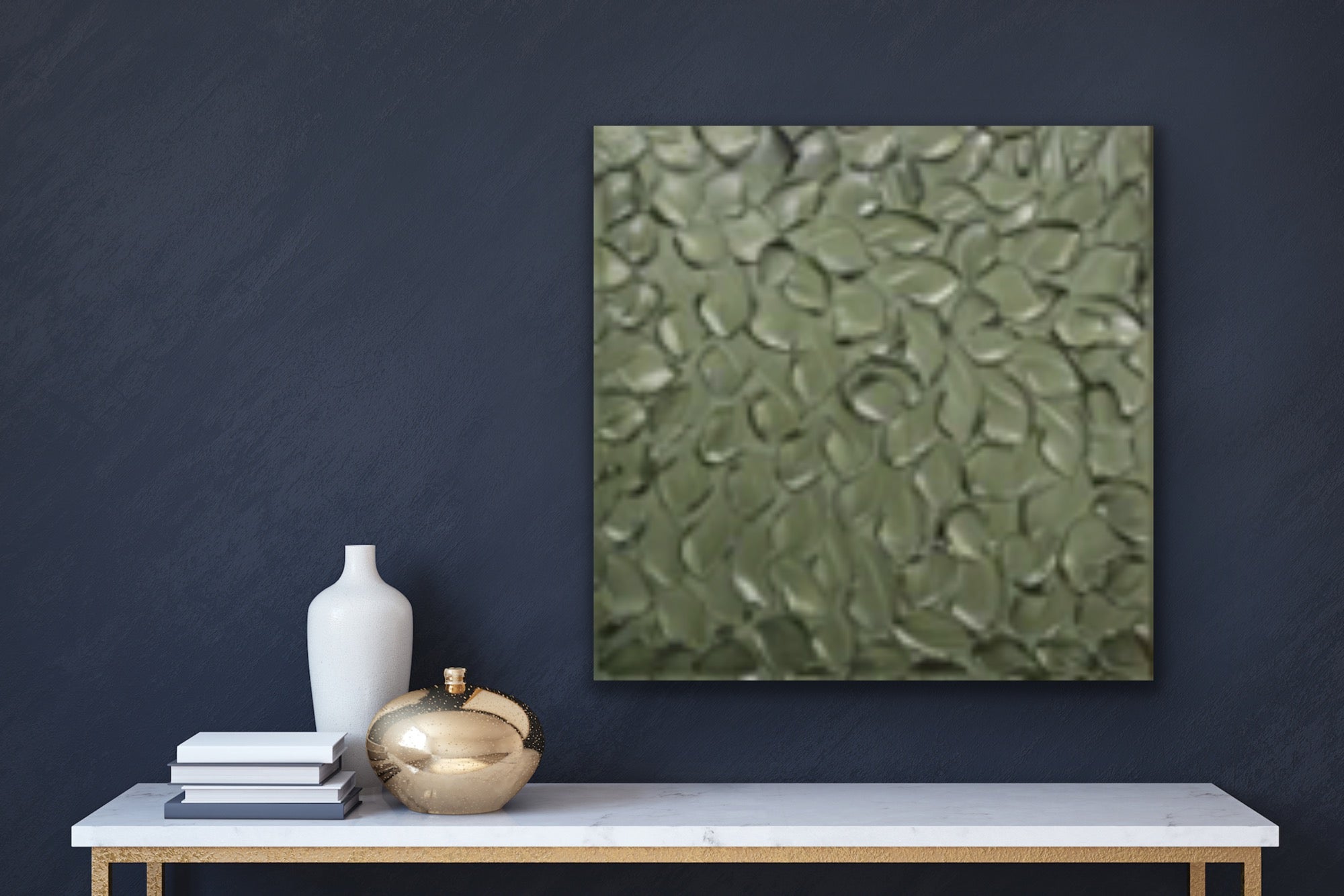 Green Grey Abstract Minimalist ORIGINAL Metallic Textured Painting palette knife Impasto, Abstract Wall Art -MADE2ORDER-Mix & match