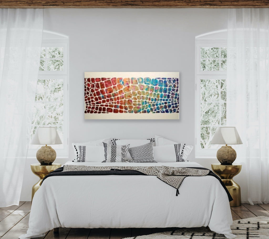 “Stained Glass” Colorful Abstract Original Palette knife Impasto Textured Large Wall Art MADE2ORDER Geometric Mosaic Painting Black and MultiColor
