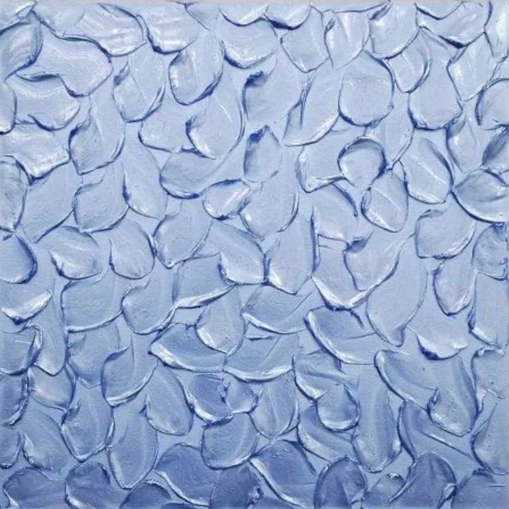 Periwinkle Baby Blue Abstract Minimalist ORIGINAL Metallic Textured Painting palette knife Impasto, Abstract Wall Art -MADE2ORDER-Mix & match