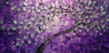 Original purple & silver Impasto Texture Abstract tree painting palette knife art by susanna shap (MADE2ORDER)