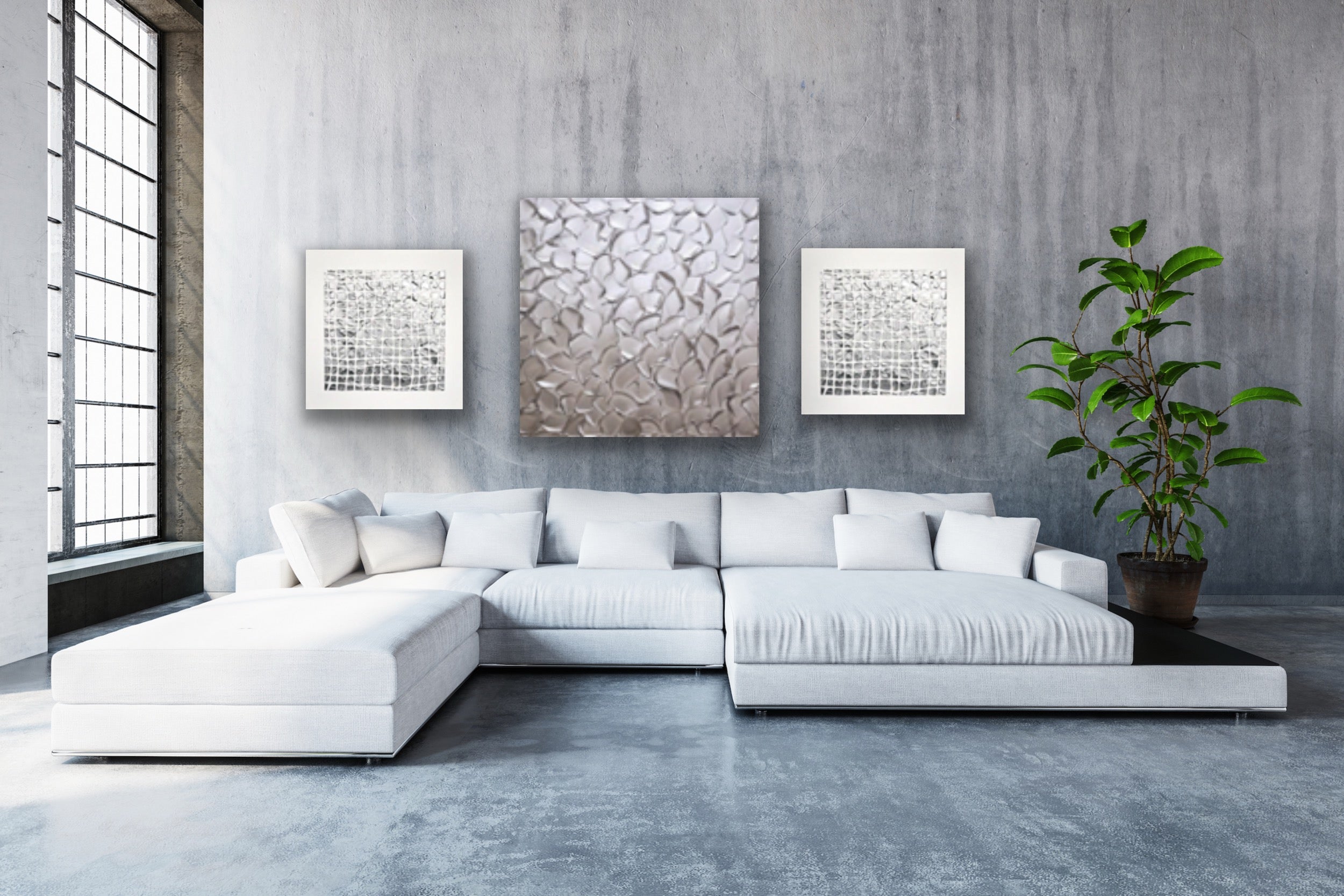 White and Silver Abstract Minimalist ORIGINAL Textured Painting palette knife Impasto, Abstract Wall Art -MADE2ORDER