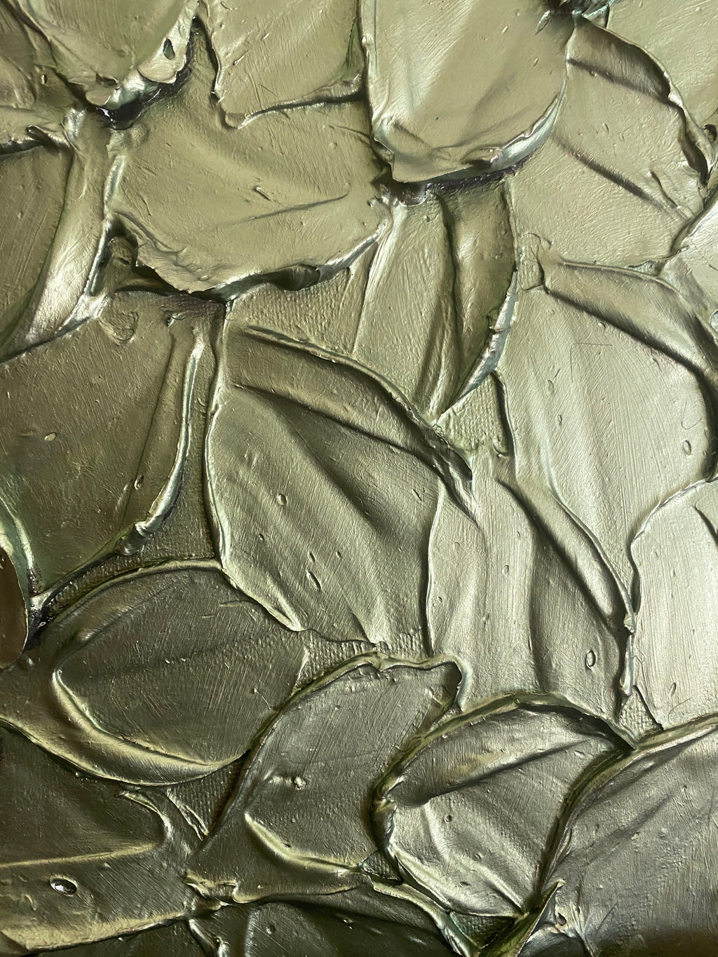 Original Metallic olive green large textured abstract painting palette knife impasto art by susanna shap (MADE2ORDER)
