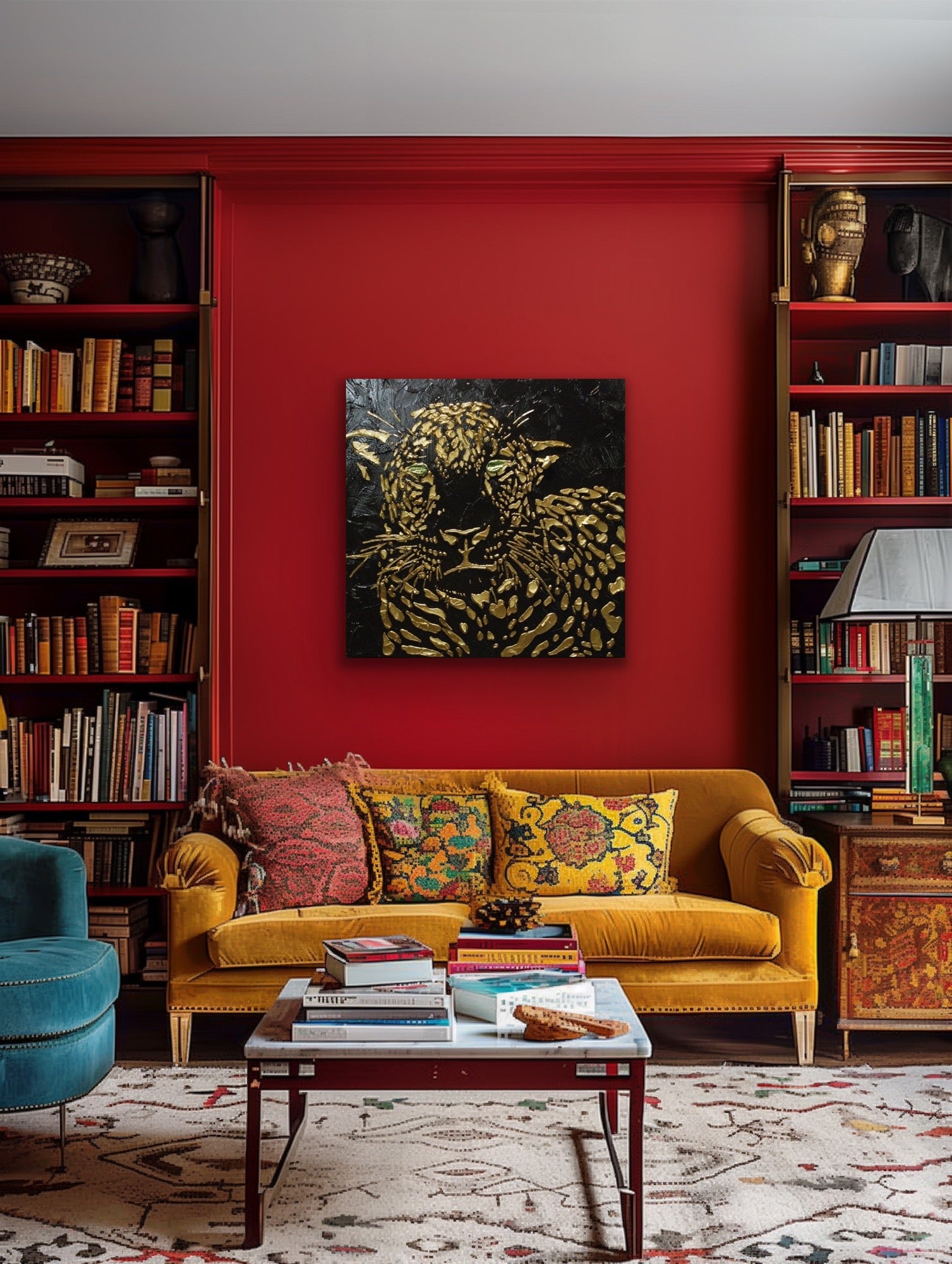Original Abstract Leopard Painting Black Gold Palette Knife Impasto Textured Fine Art on Canvas - MADE2ORDER Mix&match