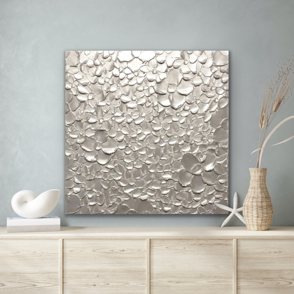 White pearl Blossoms Flowers Abstract Minimalist ORIGINAL Textured Painting palette knife Impasto, Abstract Wall Art -MADE2ORDER