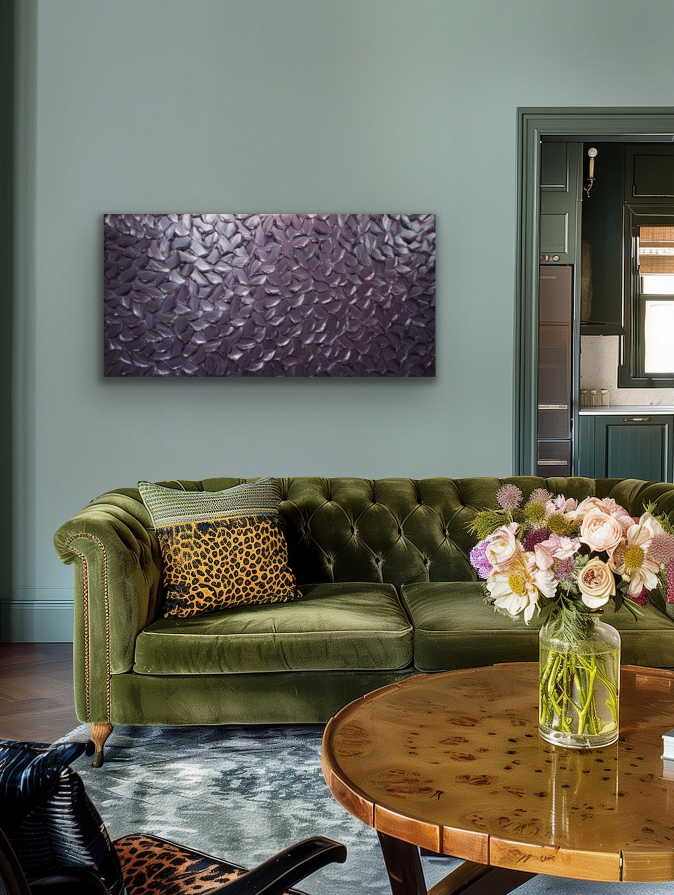 Lilac Smoky purple Abstract Minimalist ORIGINAL Metallic Textured Painting palette knife Impasto, Abstract Wall Art -MADE2ORDER-Mix & match