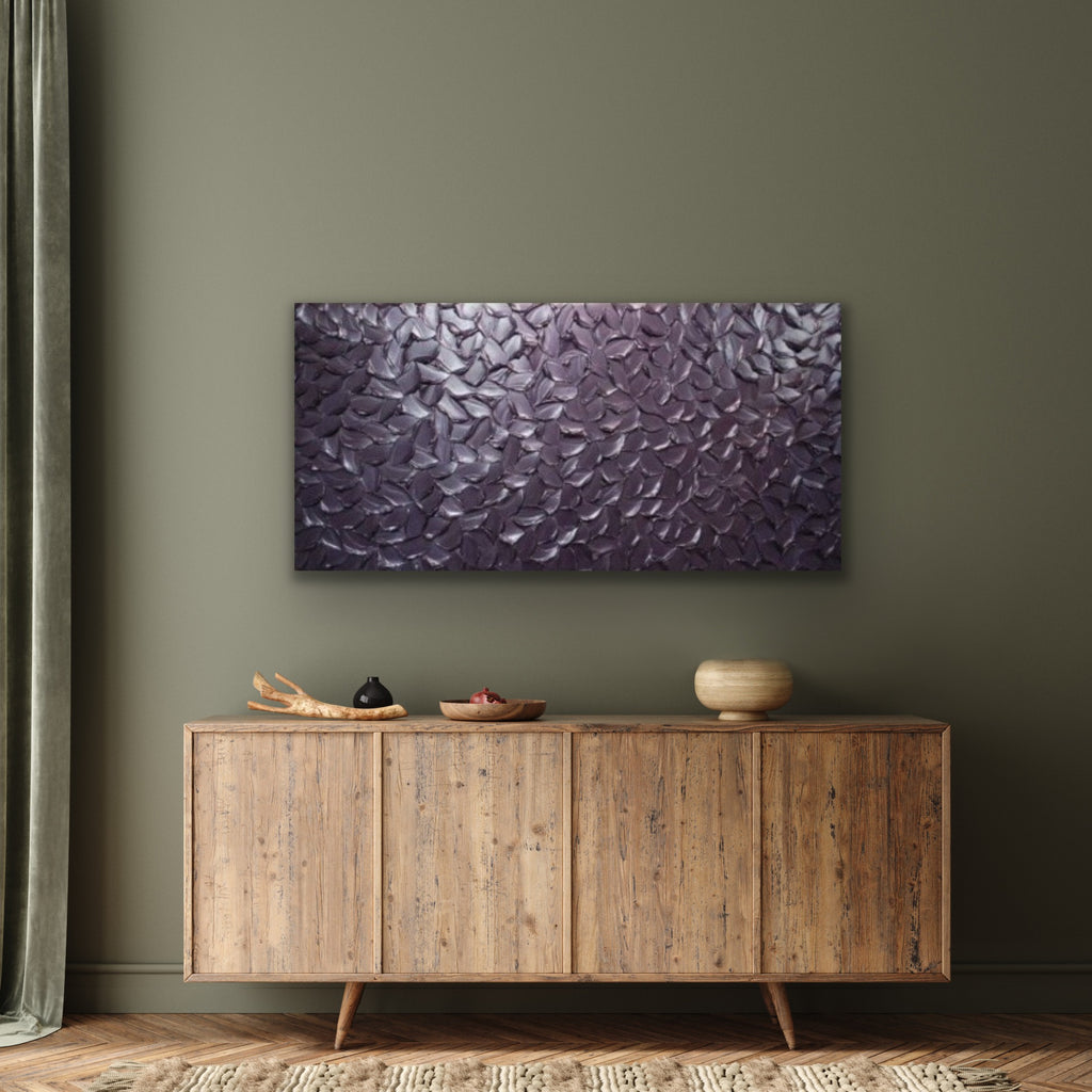 Lilac Smoky purple Abstract Minimalist ORIGINAL Metallic Textured Painting palette knife Impasto, Abstract Wall Art -MADE2ORDER-Mix & match