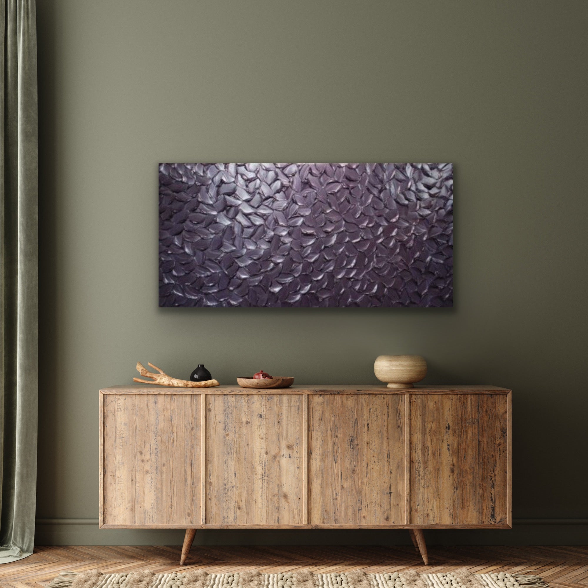 Lilac Smoky purple Abstract Minimalist ORIGINAL Metallic Textured Painting palette knife Impasto, Abstract Wall Art -MADE2ORDER-Mix & match