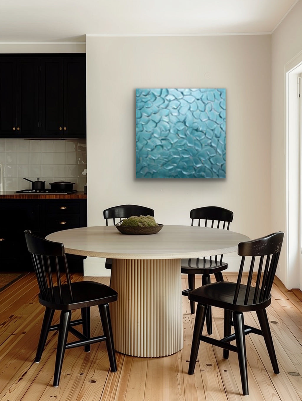 Turquoise Abstract Minimalist ORIGINAL Metallic Textured Painting palette knife Impasto, Abstract Wall Art -MADE2ORDER-Mix & match