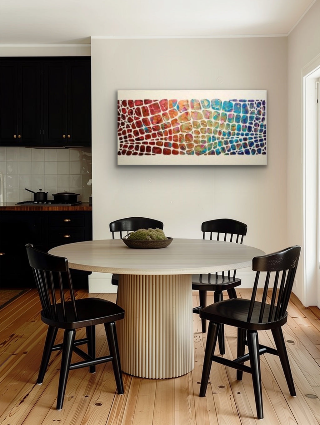 “Stained Glass” Colorful Abstract Original Palette knife Impasto Textured Large Wall Art MADE2ORDER Geometric Mosaic Painting Black and MultiColor