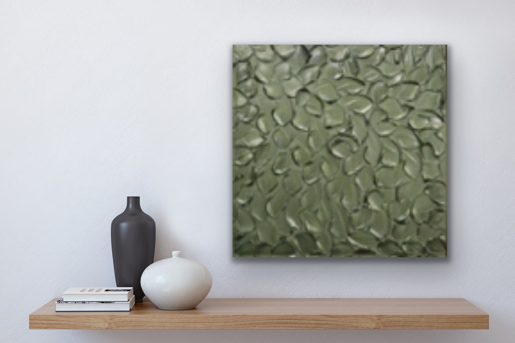 Green Grey Abstract Minimalist ORIGINAL Metallic Textured Painting palette knife Impasto, Abstract Wall Art -MADE2ORDER-Mix & match