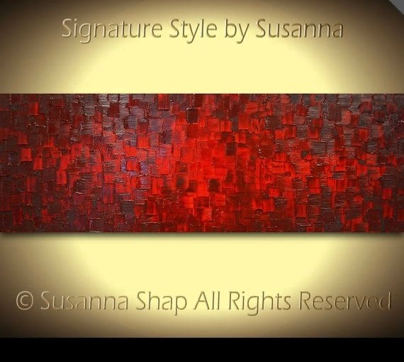 Original Red and black Modern Art Abstract painting, Geometric Squares Impasto Textured palette knife art by susanna shap (MADE2ORDER)