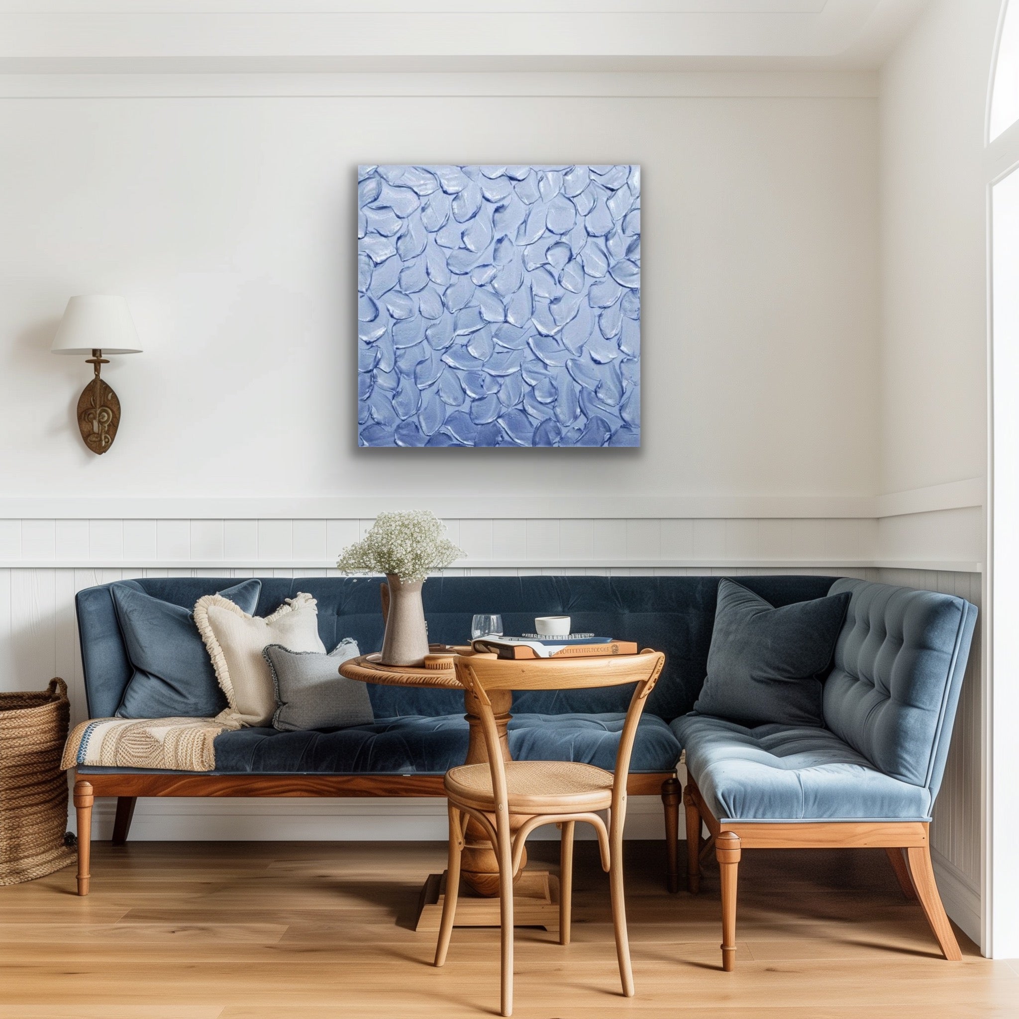Periwinkle Baby Blue Abstract Minimalist ORIGINAL Metallic Textured Painting palette knife Impasto, Abstract Wall Art -MADE2ORDER-Mix & match
