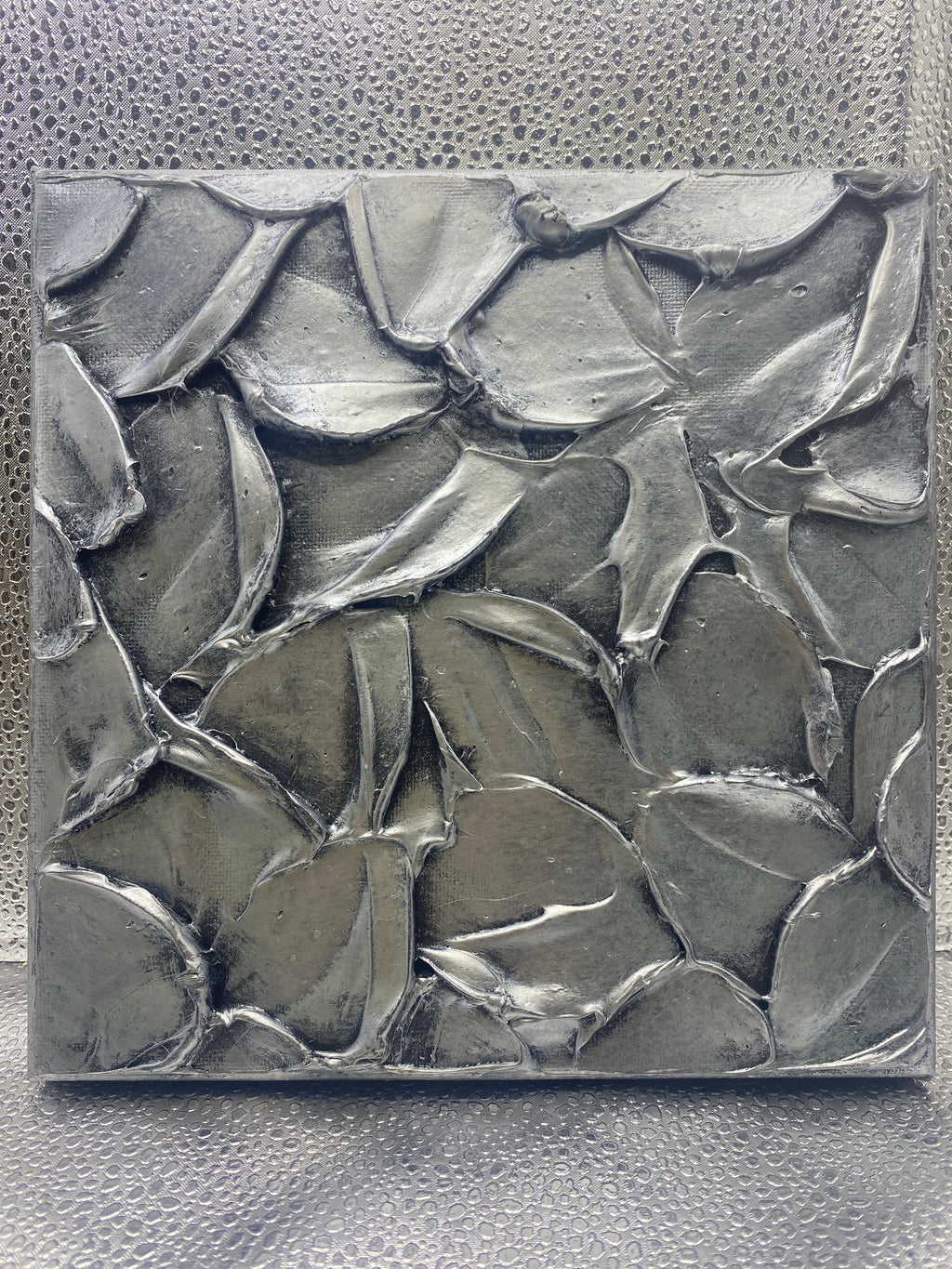 Original silver large textured abstract painting palette knife impasto art by susanna shap MADE2ORDER
