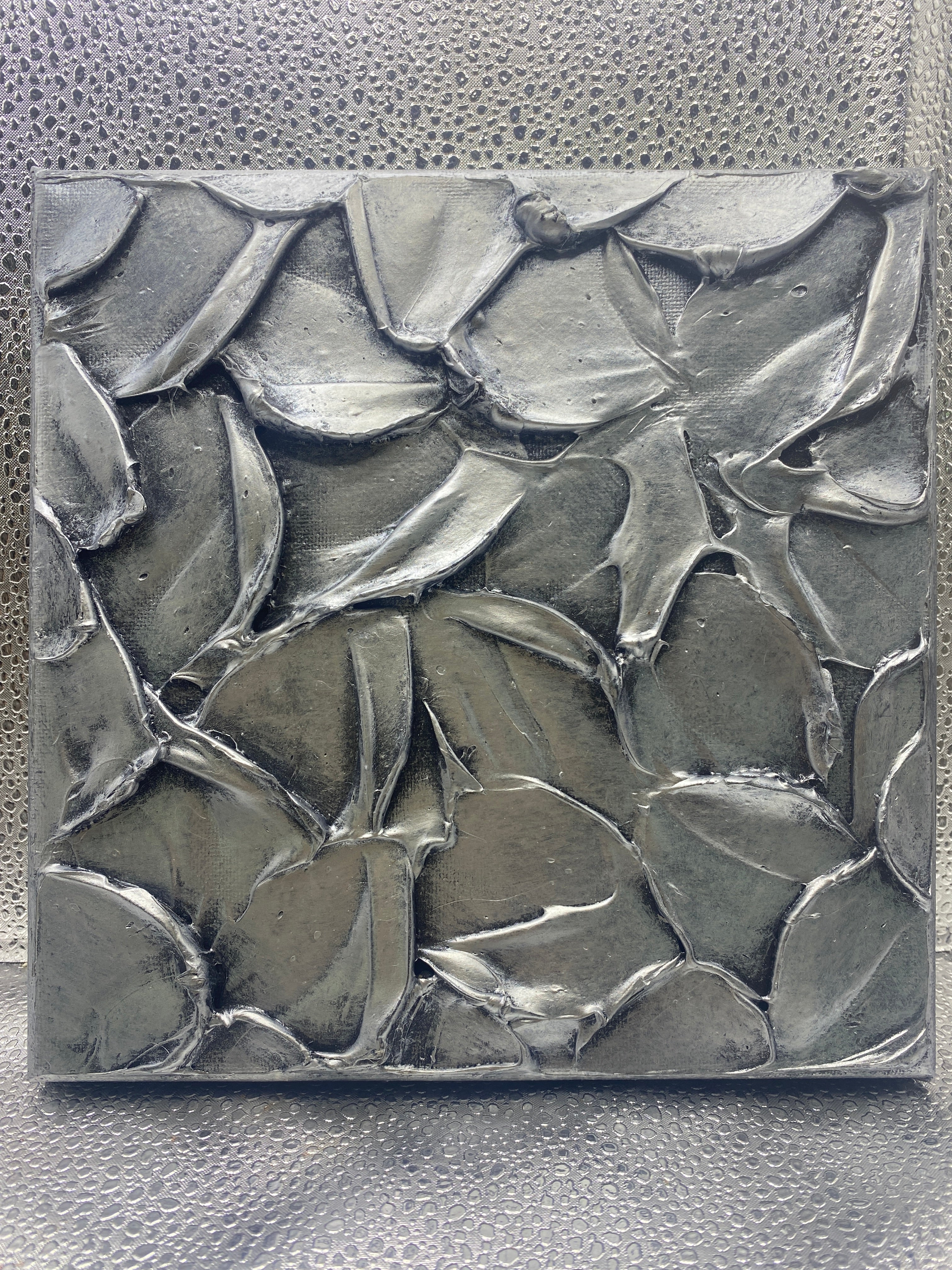 Original silver large textured abstract painting palette knife impasto art by susanna shap MADE2ORDER
