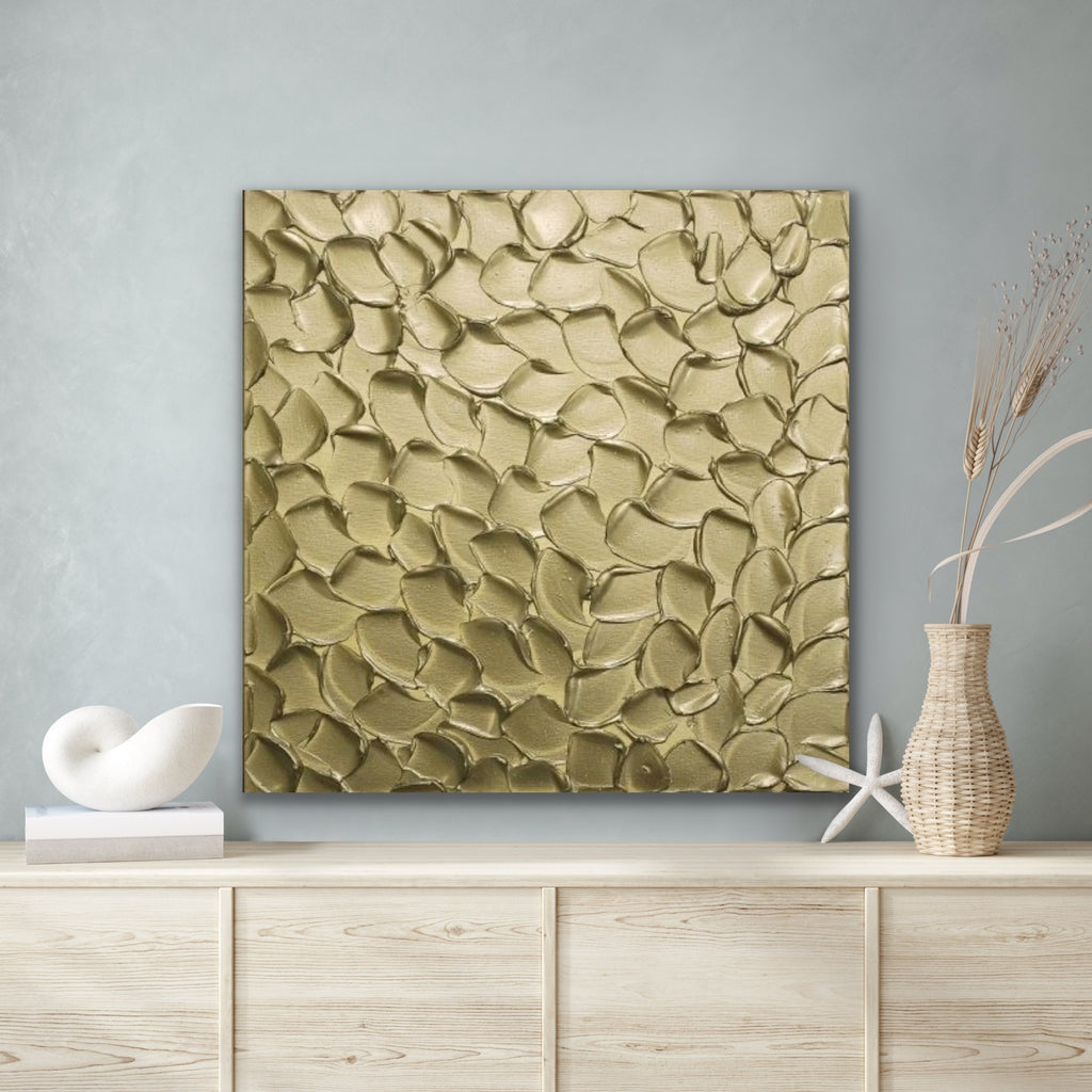 Pale Gold Abstract Minimalist ORIGINAL Metallic Textured Painting palette knife Impasto, Abstract Wall Art -MADE2ORDER-Mix & match